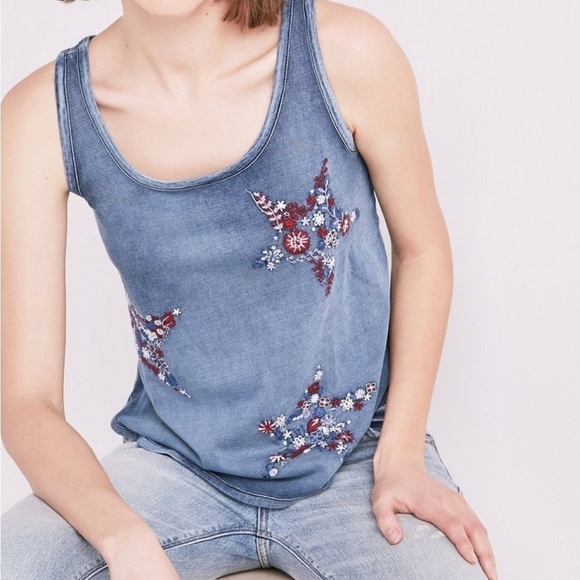 Lucky Brand Patriotic Floral Star Tank Sleeveless Top Plus Size 2X New! - Picture 4 of 6